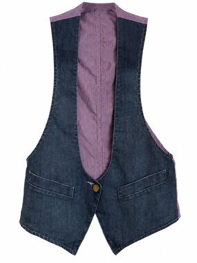 Rare Superfine Tate Storm Waistcoat Vest Size 2 Made In Italy Denim